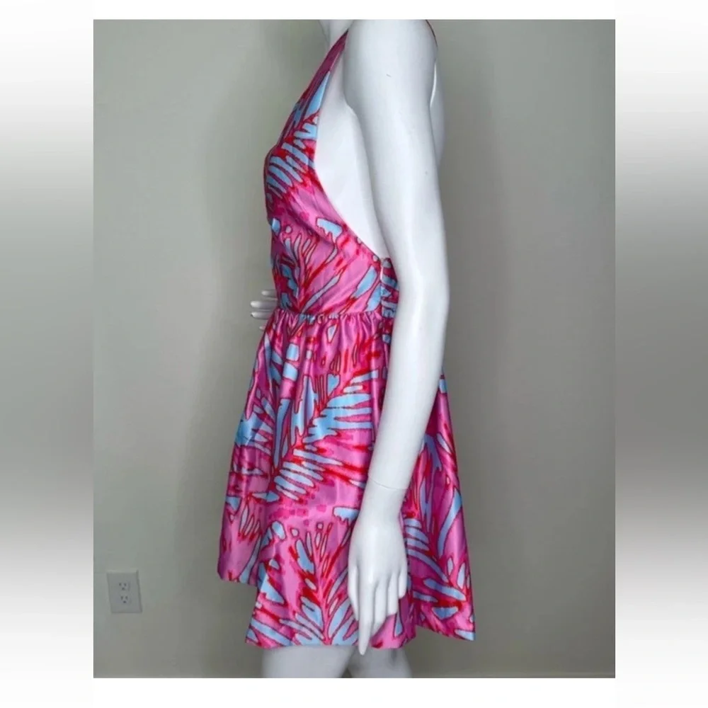ROMEO + JULIET COUTURE PINK TURQUOISE CRISS CROSS BACK SLEEVELESS MINI DRESS M - Picture 4 of 9